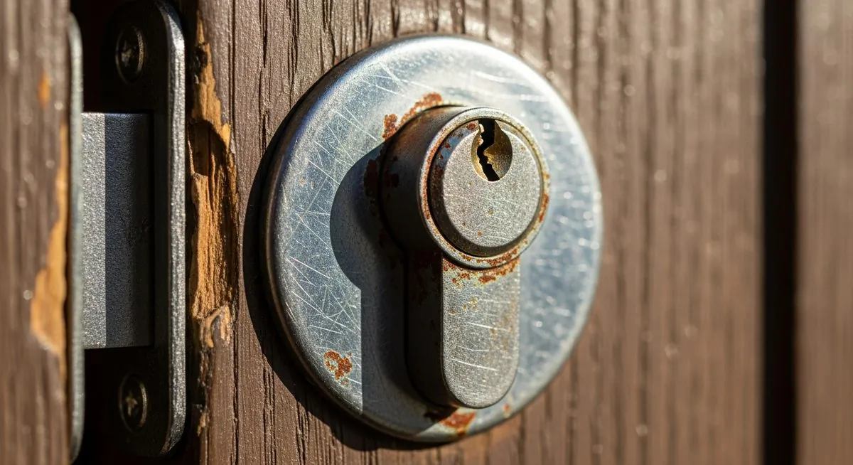 Serrurier Vendée — traces de dommages sur un cylindre de serrure après effraction